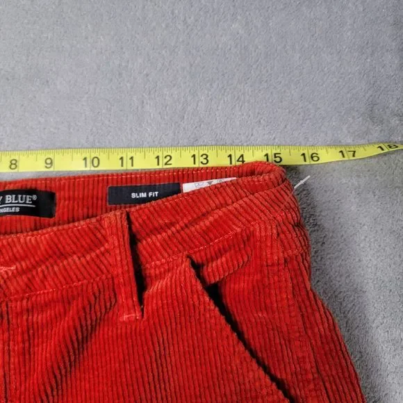 Judy Blue‎ Corduroy Cropped Carpenter Pants 28 Stretch Slim Fit High Waist Rust - Picture 7 of 13